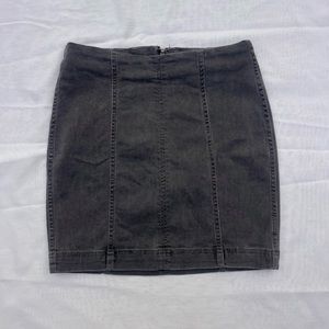 Free People Modern Femme Dark Grey Jean High Waisted Skirt